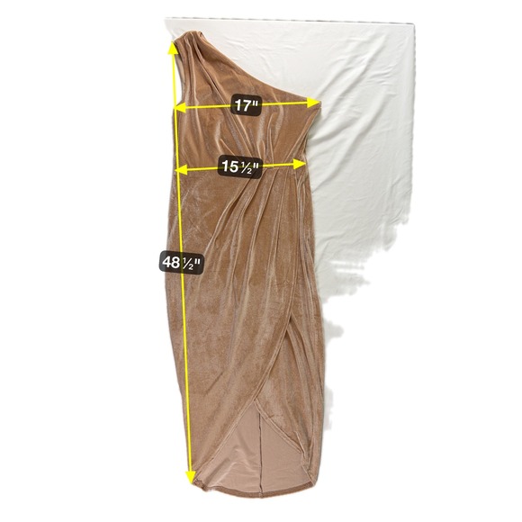 Baltic Born Kourtney One Shoulder Velvet Midi Dress L Tulip Hem Wedding Cocktail - Picture 4 of 9